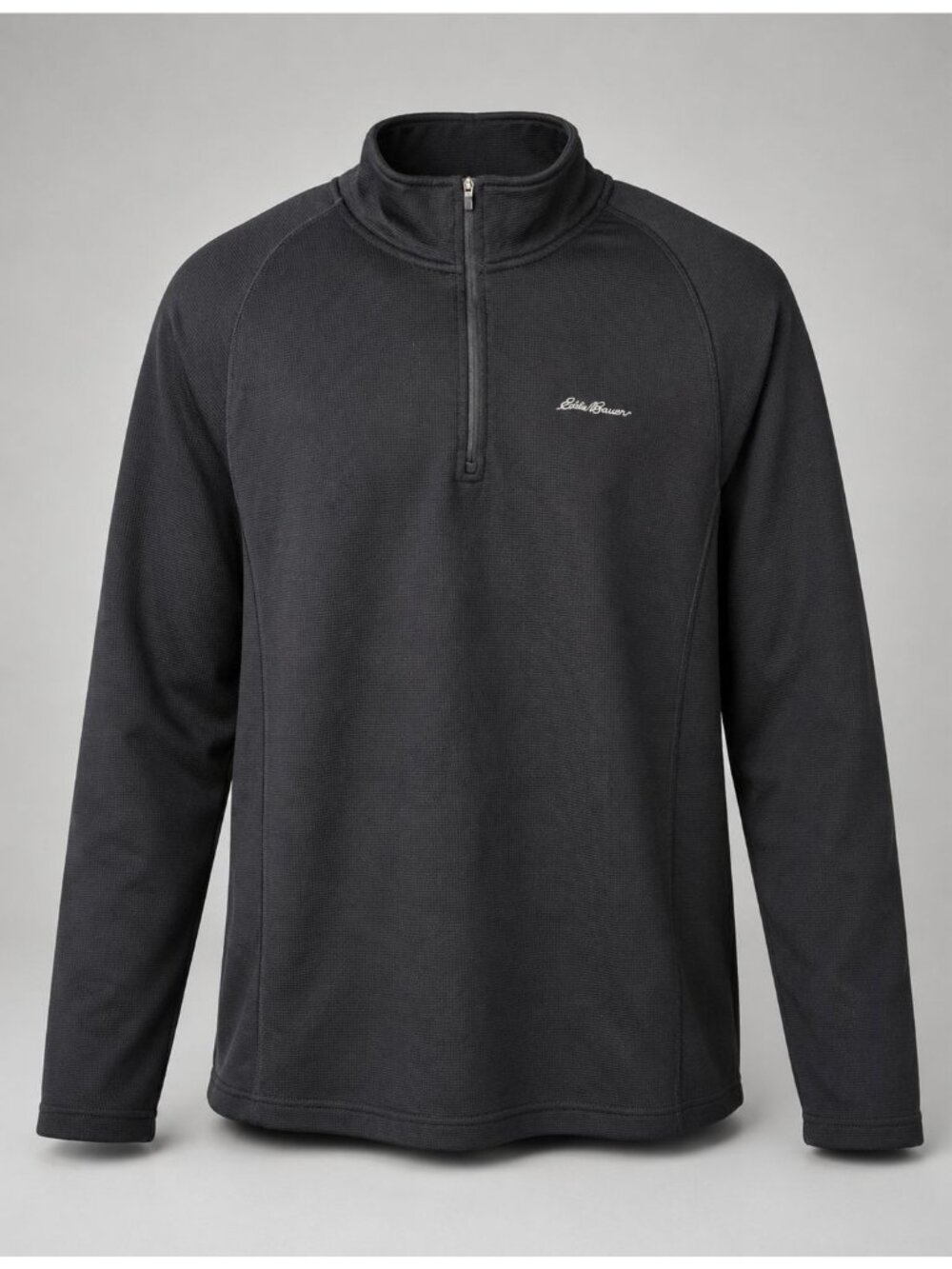 Eddie Bauer Mens XL Shirt Black 1/4 Zip Thermal Long Sleeve Pullover Sweatshirt